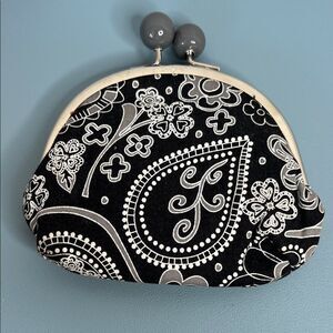 Adorable Black and White Paisley Clutch/Change/Cosmetic Bag
